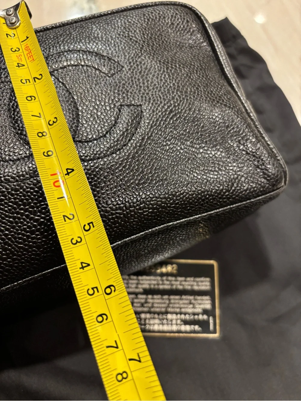 CHANEL Black Caviar Leather Zipped Cosmetic Pouch